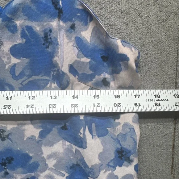 J.Crew Blue Floral Scalloped Cami Women's Size 4 Sleeveless Summer Top Shirt - Picture 4 of 8